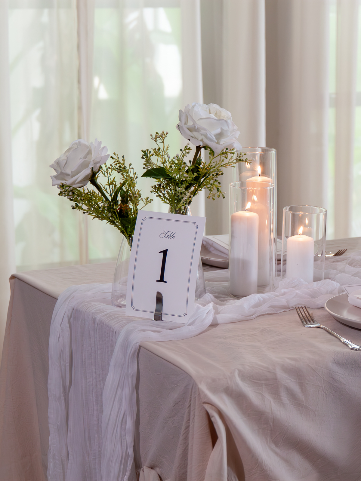 White Cheesecloth Table Runner