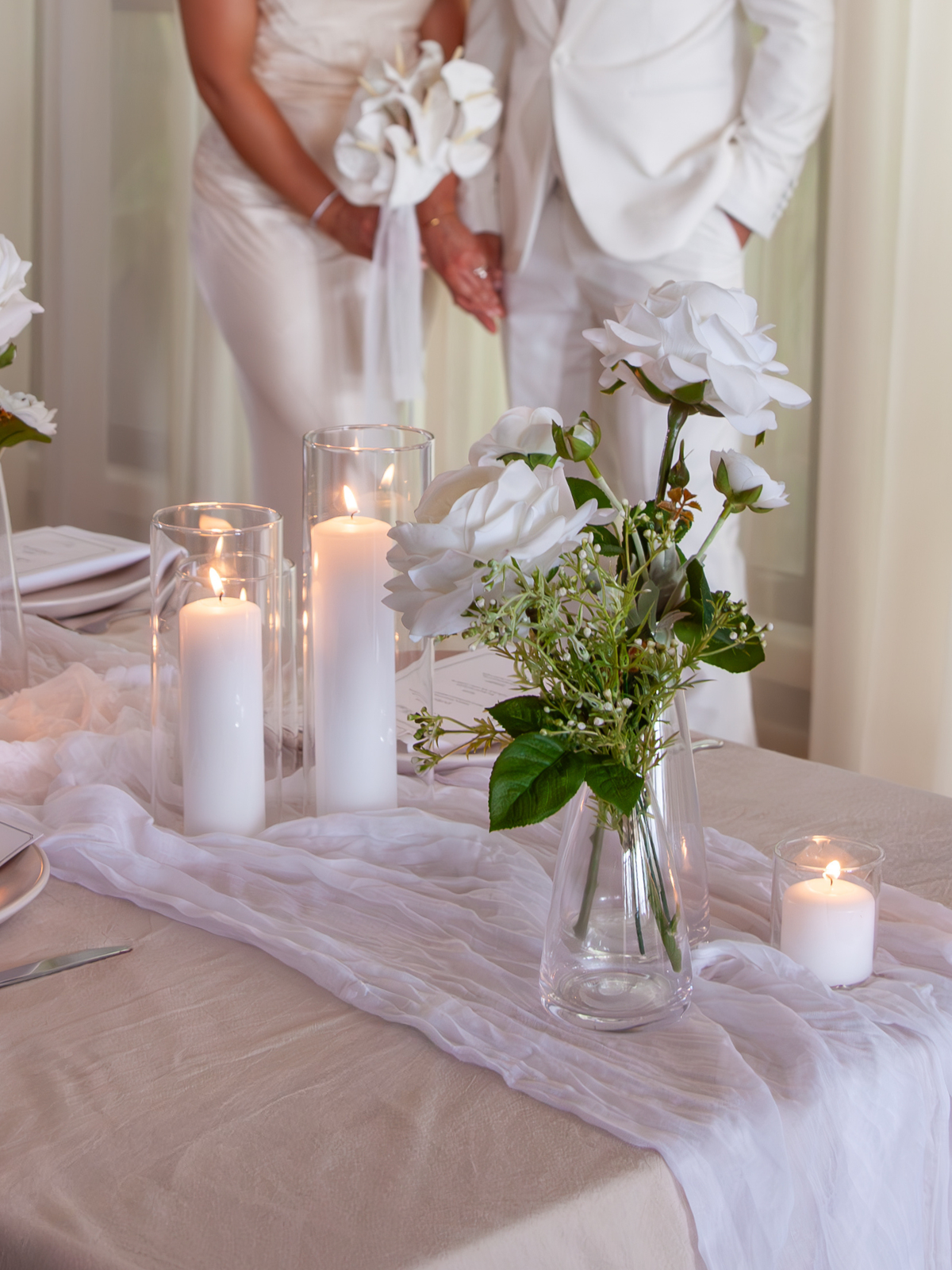 White Cheesecloth Table Runner