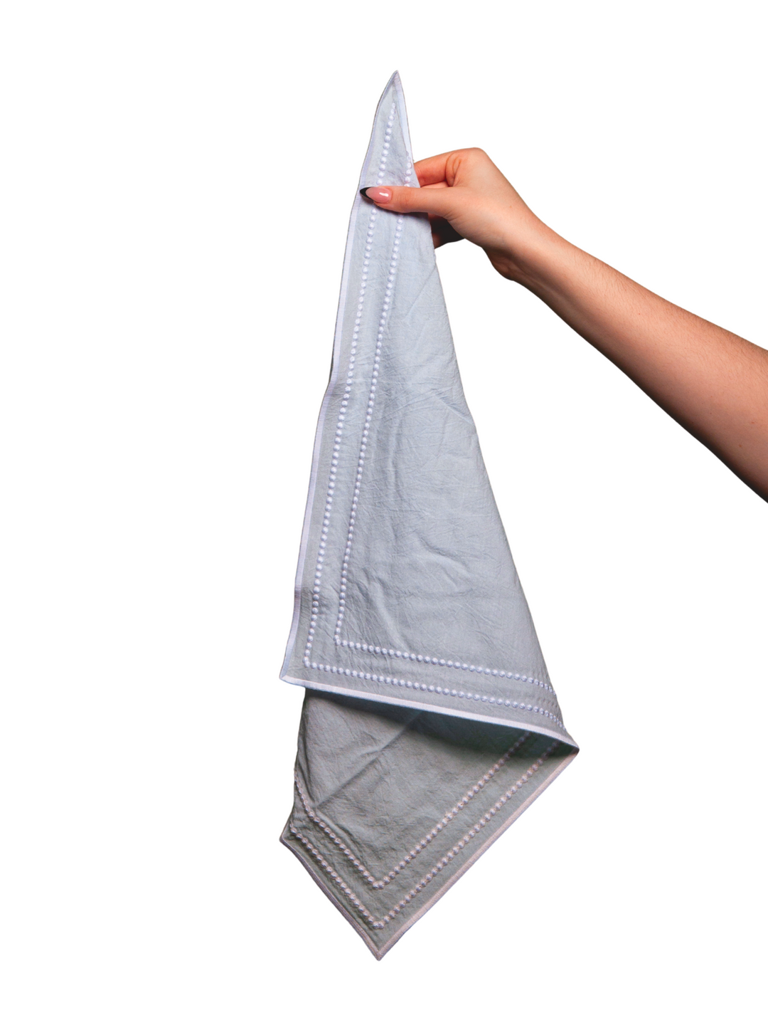 Drift & White Organic Cotton Napkin with Embroidered Dots