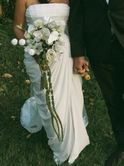 White Anthurium & Green Amaranthus Wedding Bouquet