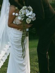 White Anthurium & Green Amaranthus Wedding Bouquet