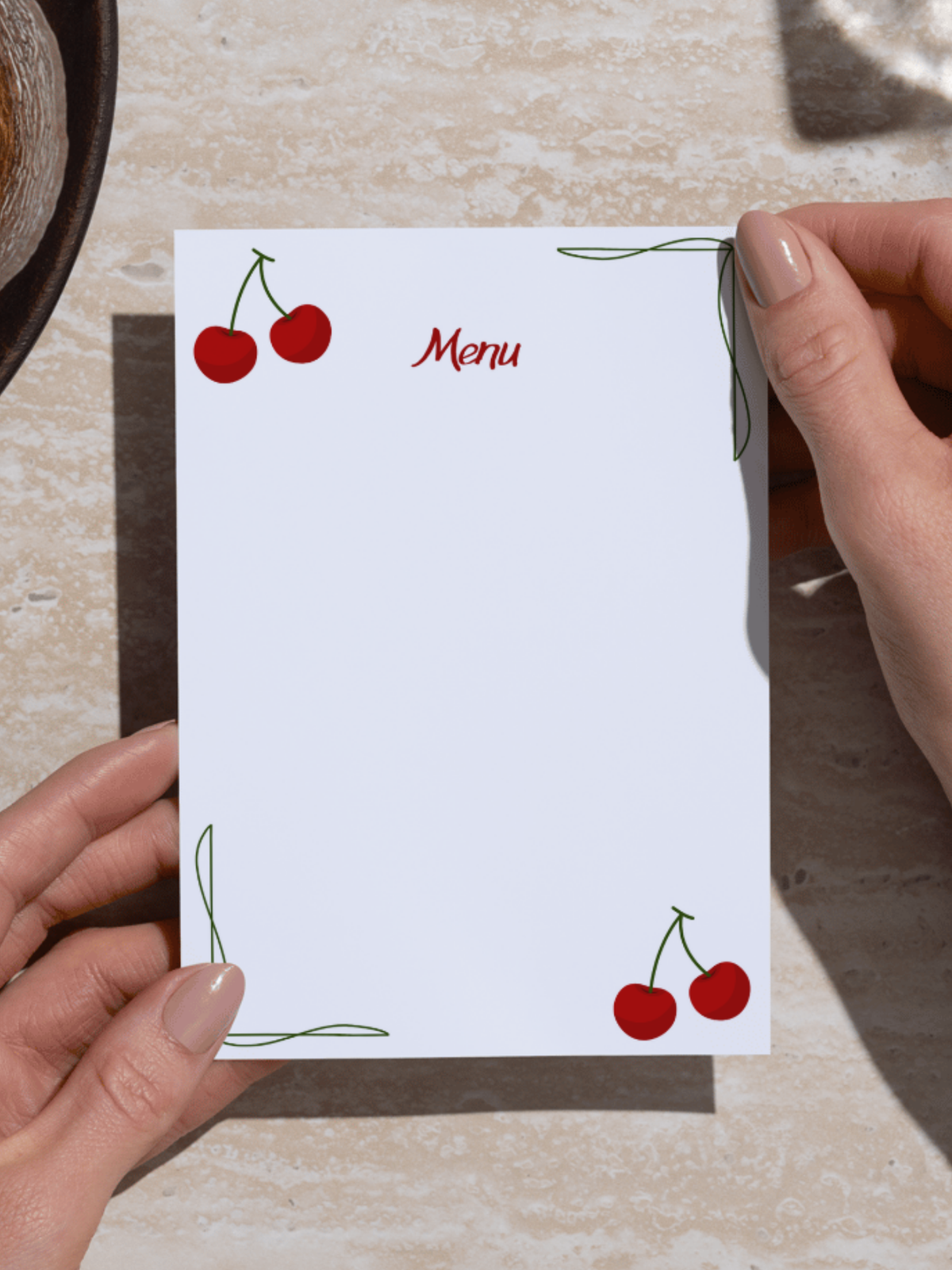 Downloadable Cherry Menu Card