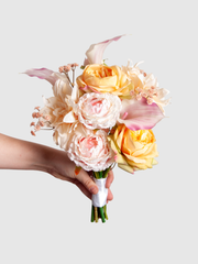 Orange Garden Rose & Pink Calla Lily Wedding Bouquet