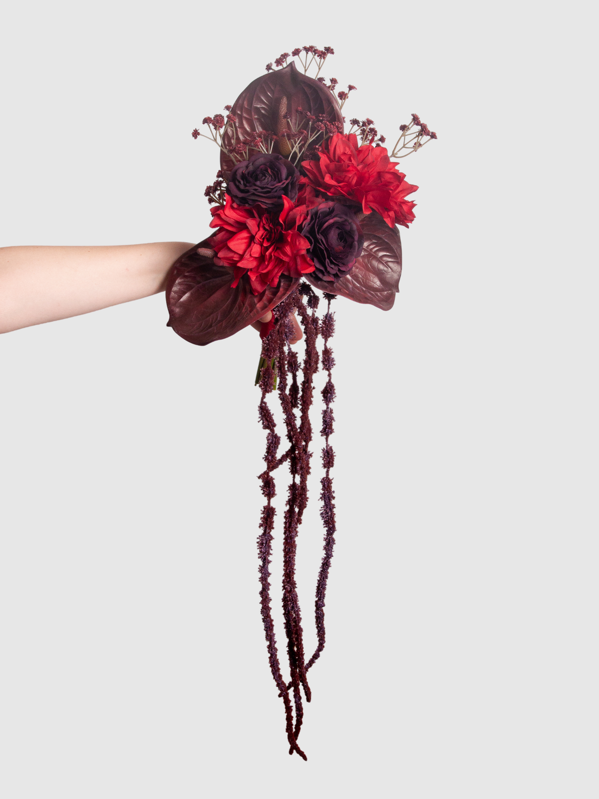 Red Dahlia & Anthurium Wedding Bouquet