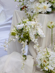 White Dendrobium & Rose Wedding Bouquet