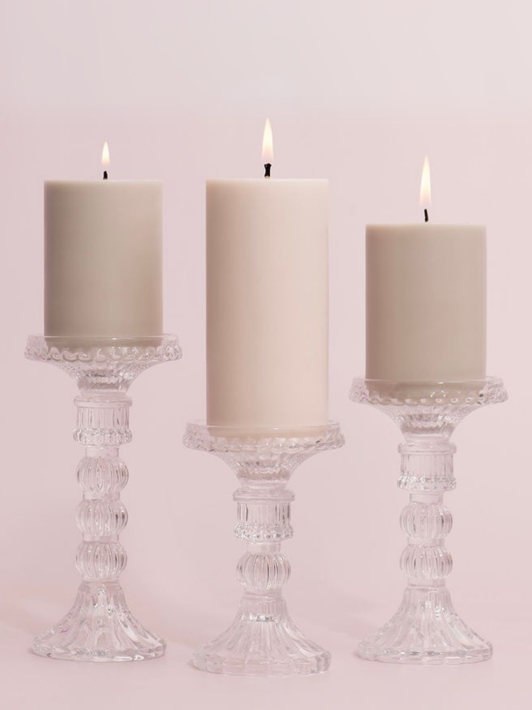 Clear Celestia Glass Candle Holder Trio