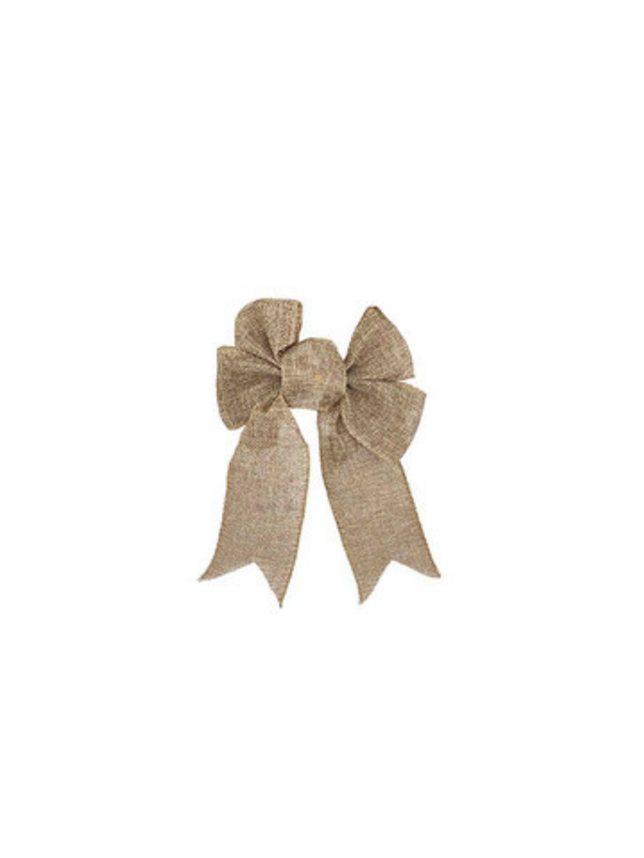 Pre-Made Ribbon Bow Linen 4 Loops Natural Brown (15Wx21Lcm) Pack of 1