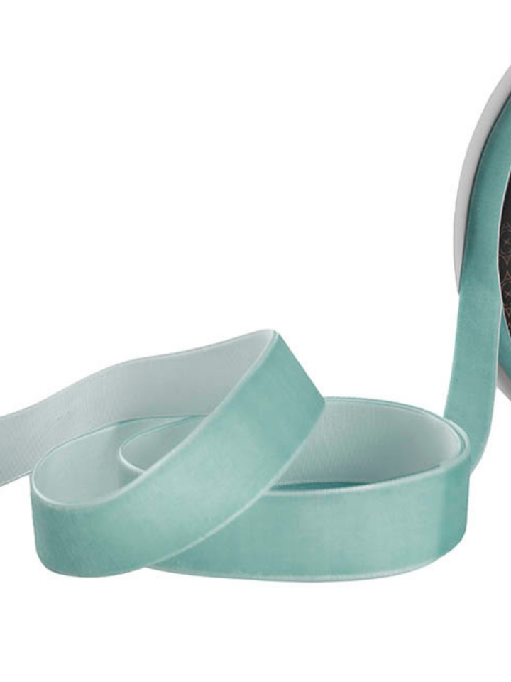 Ribbon Premium Plush Velvet Woven Edge French Blue (25mmx20m) Pack of 1