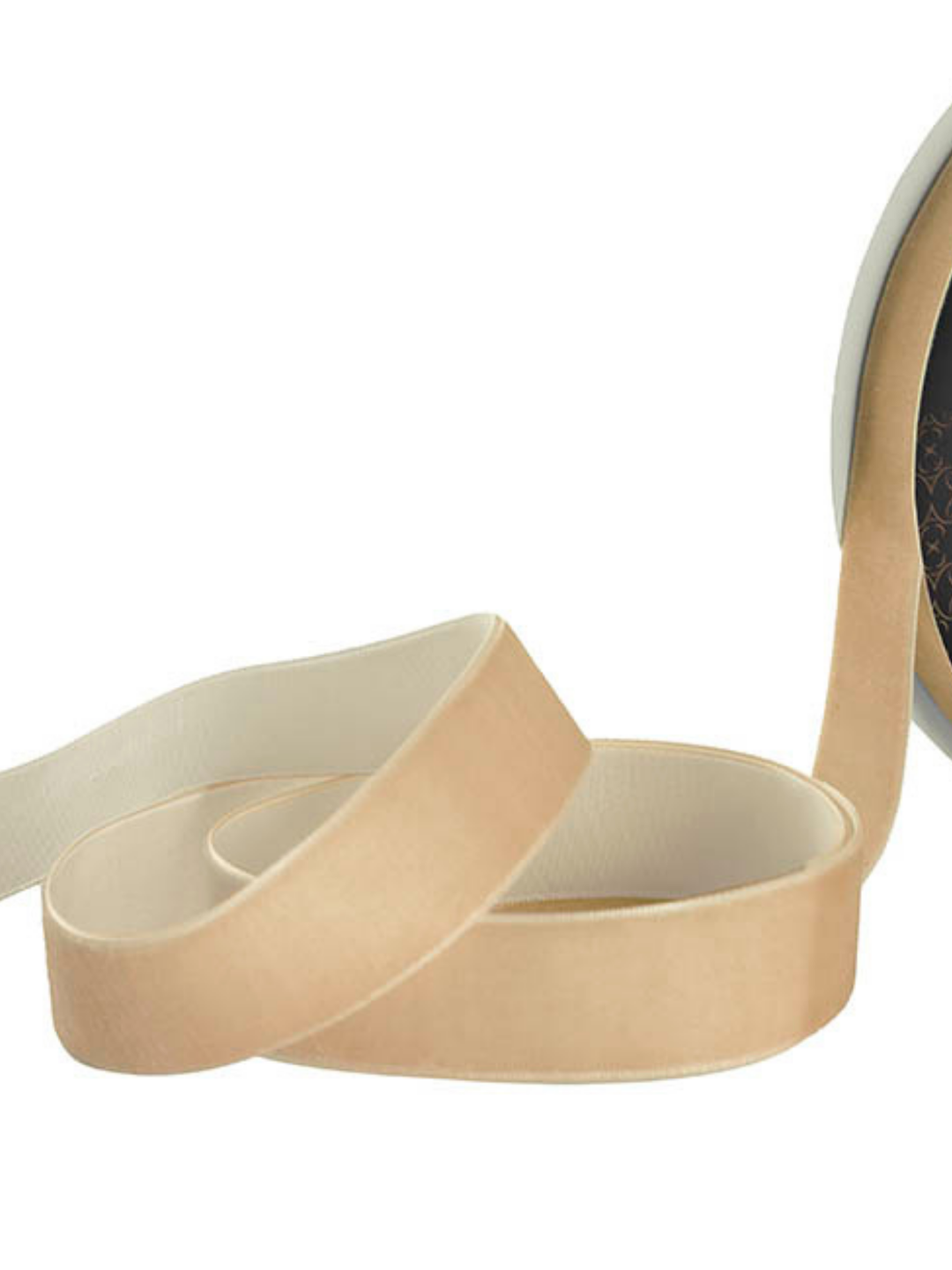 Ribbon Premium Plush Velvet Woven Edge Ivory (25mmx20m) Pack of 1