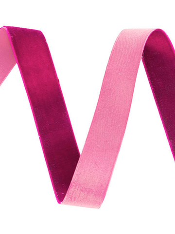 Ribbon Premium Plush Velvet Woven Edge Fuchsia (25mmx20m) Pack of 1