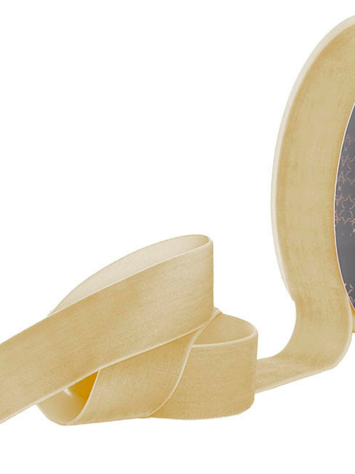 Ribbon Premium Plush Velvet Woven Edge Ivory (38mmx20m) Pack of 1