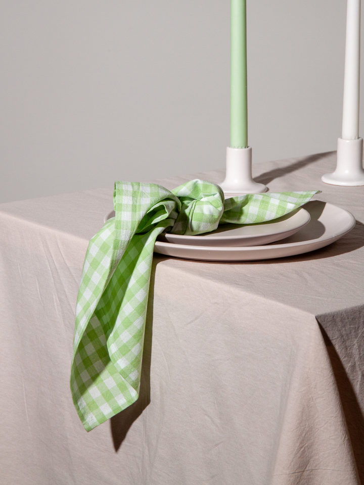 Matcha Gingham Organic Cotton Napkin