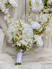 White Dendrobium & Rose Bridesmaid Bouquet