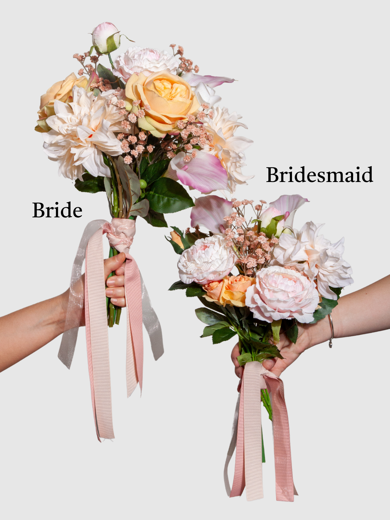 Orange Garden Rose & Pink Calla Lily Bridesmaid Bouquet