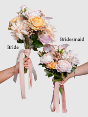 Orange Garden Rose & Pink Calla Lily Bridesmaid Bouquet