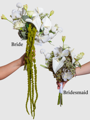White Anthurium & Green Lisianthus Bridesmaid Bouquet