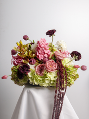 Pink Hydrangea & Burgundy Tulip Cloud - Large