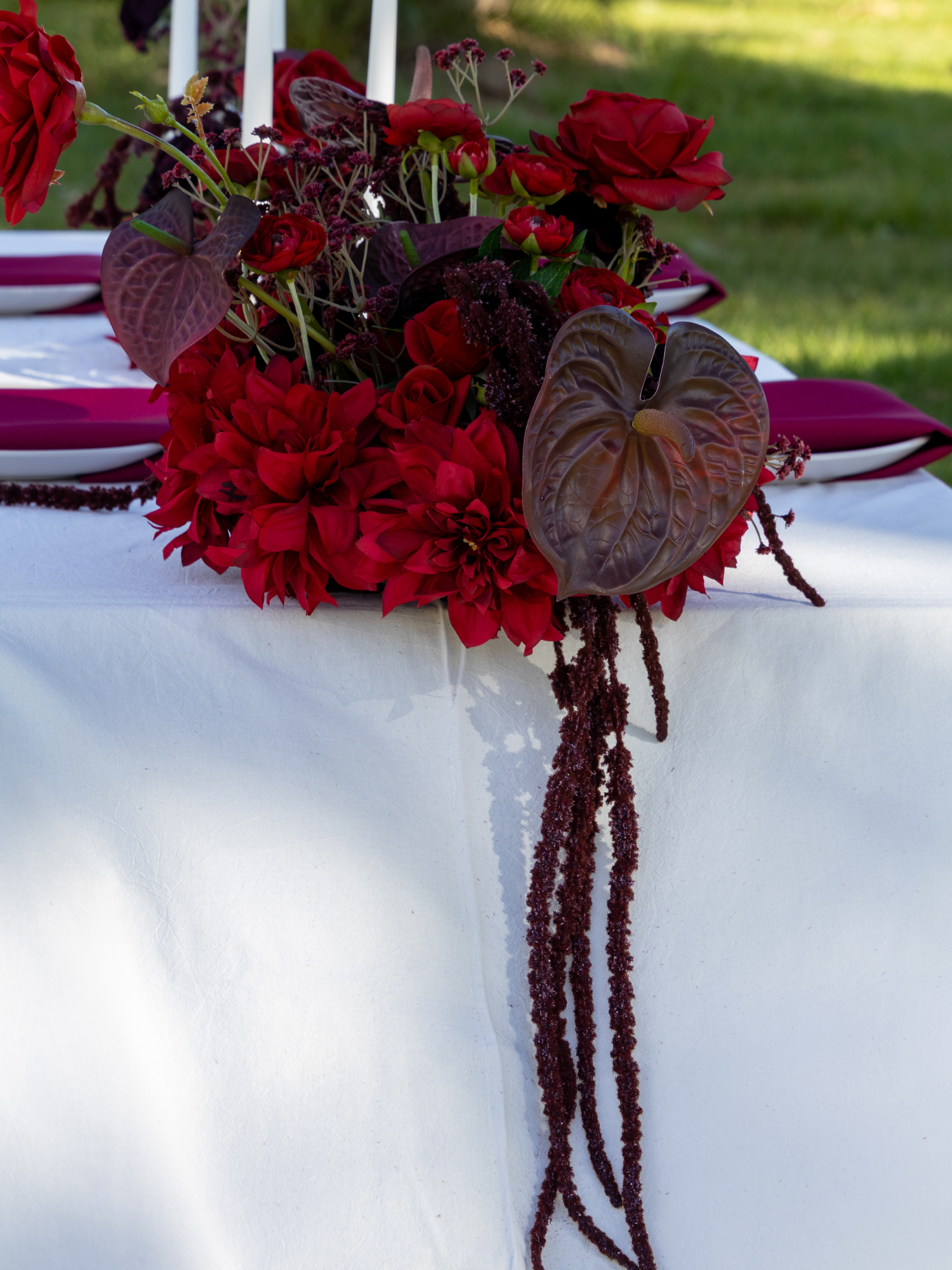 Red Dahlia & Anthurium Cloud - Large