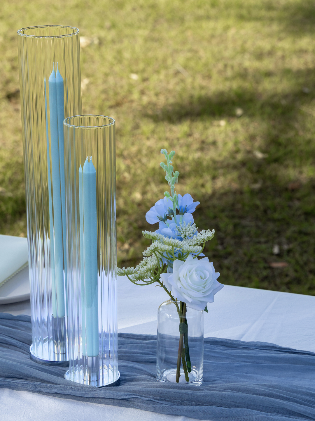 Blue & White Wedding Bud Vase - Small