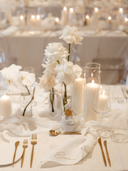 White 5cm Event Pillar in 5.8cm Glass Set - Med