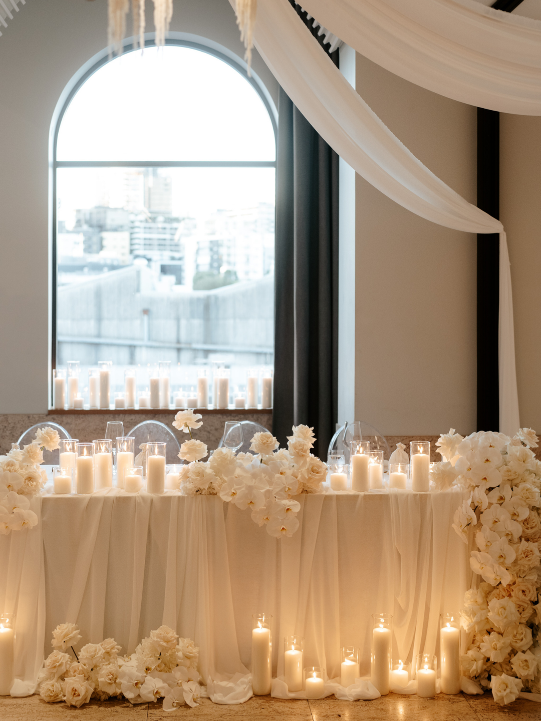 White Event Pillar Candles & Glass Wedding Bundle - Small