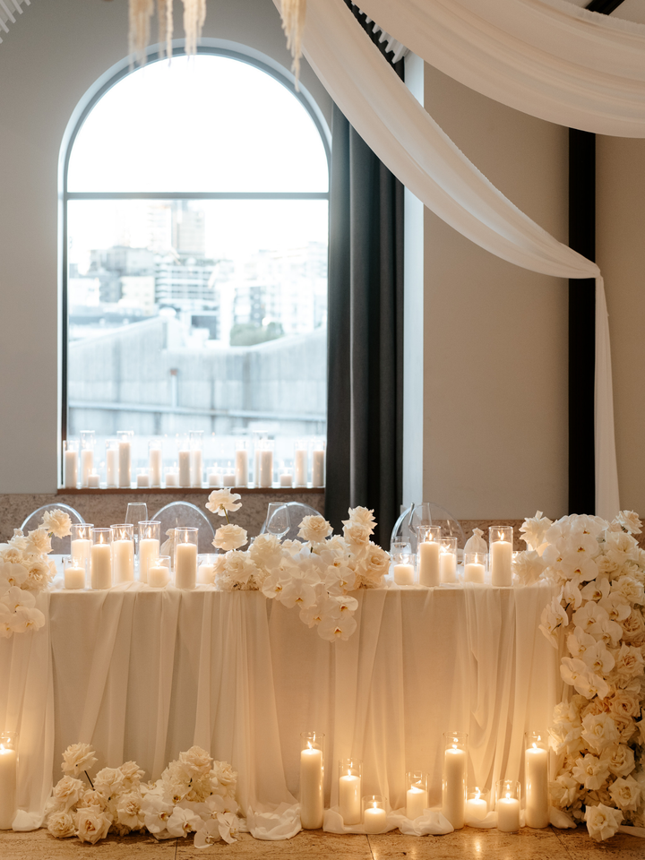 White Event Pillar Candles & Glass Wedding Bundle - Small