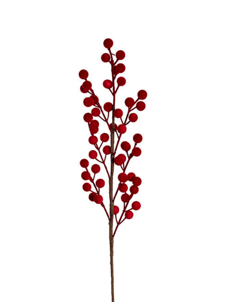 Flocked Berry Spray Burgundy (60cmH) Pack of 1