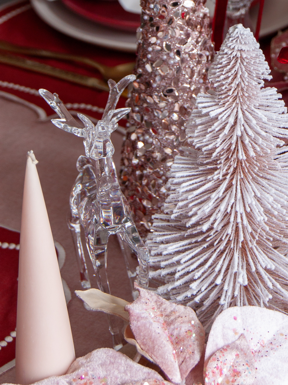 One Leg Up Standing Acrylic Reindeer Clear (16.5cmH) Pack of 1