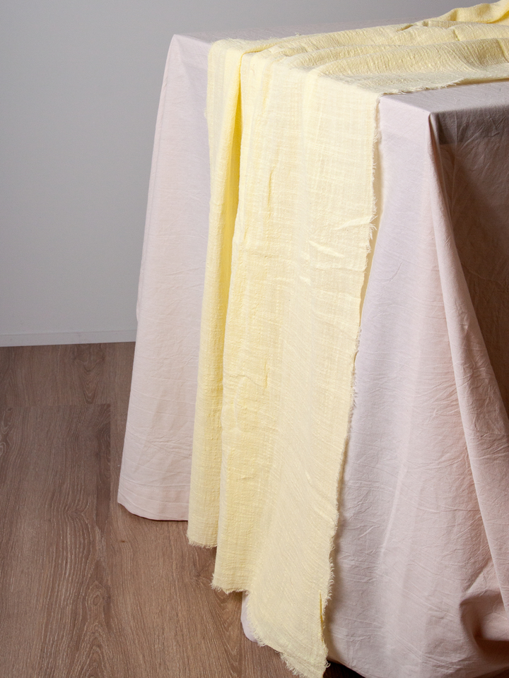 Butter Frayed Edge Table Runner