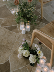 White Pearl Candle Wax in 8cm Glass Set - Med