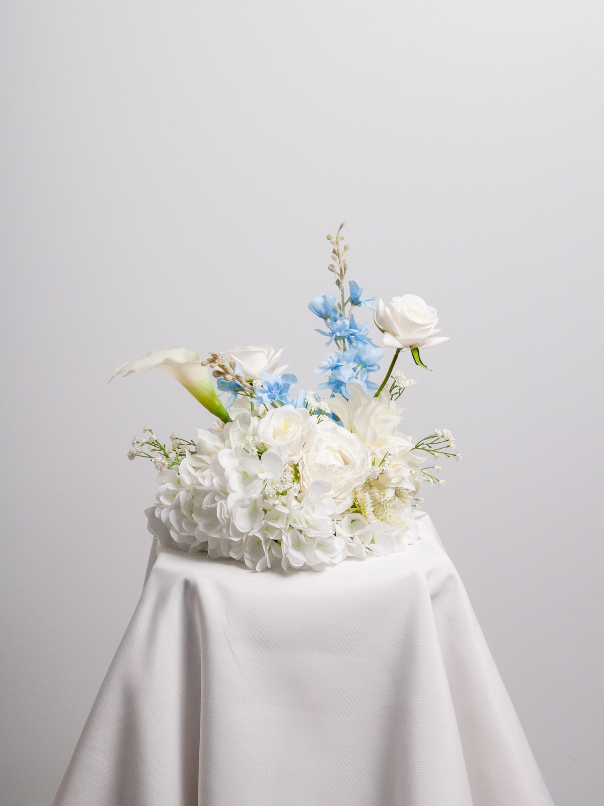 Blue Delphinium & White Rose Cloud - Small