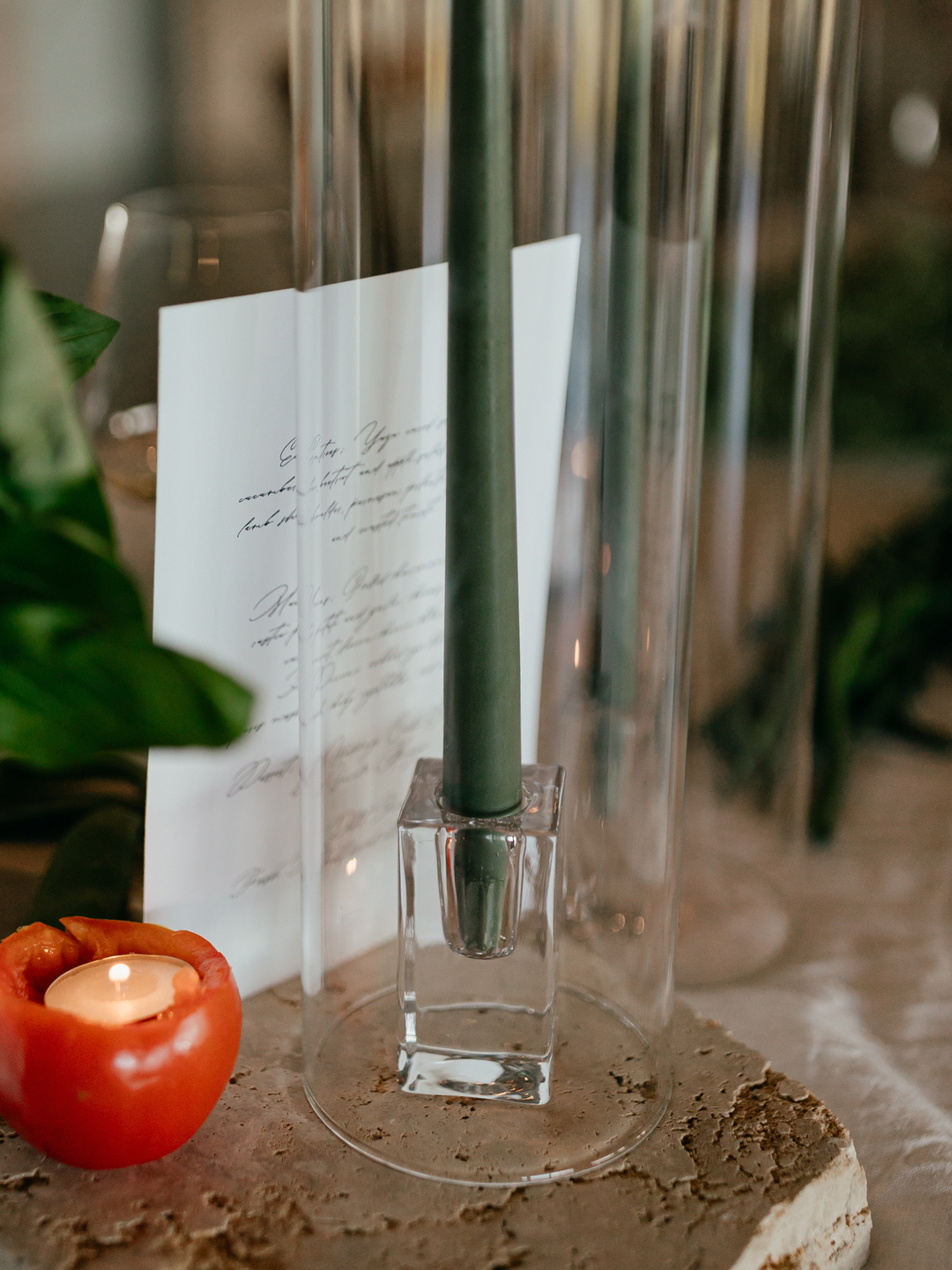 Clear Glass Cube Candle Holder - Medium