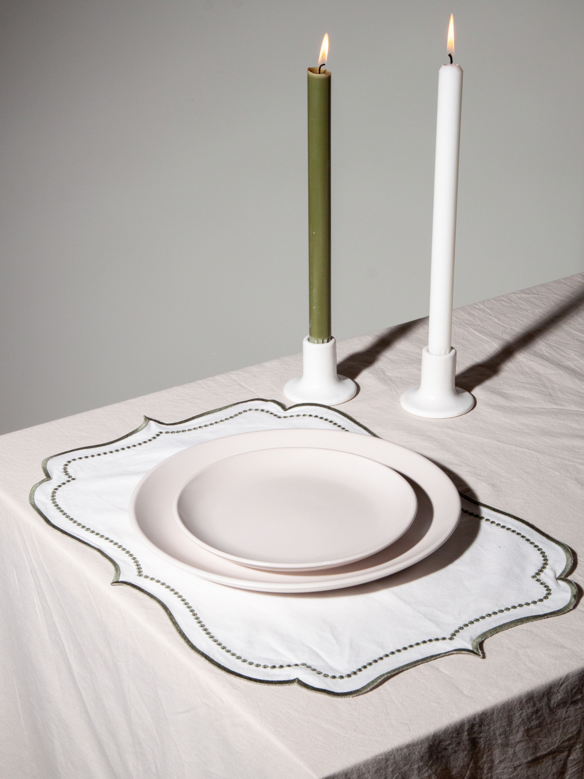 Meringue & Thyme Organic Cotton Placemat with Embroidered Dots