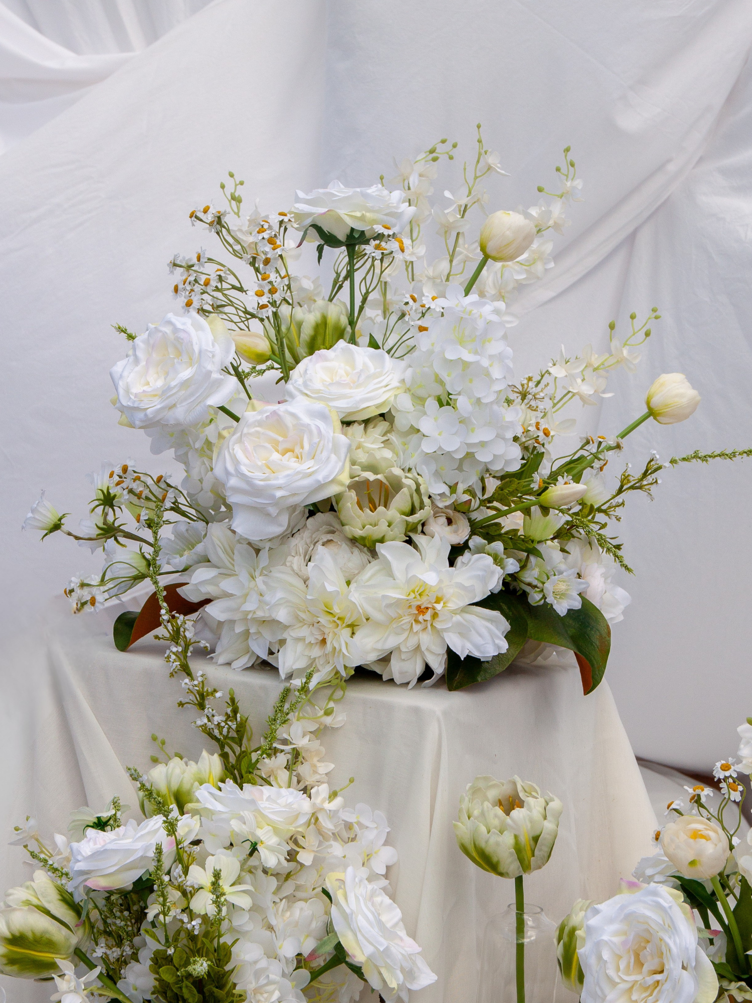 White Dendrobium & Rose Cloud - Large