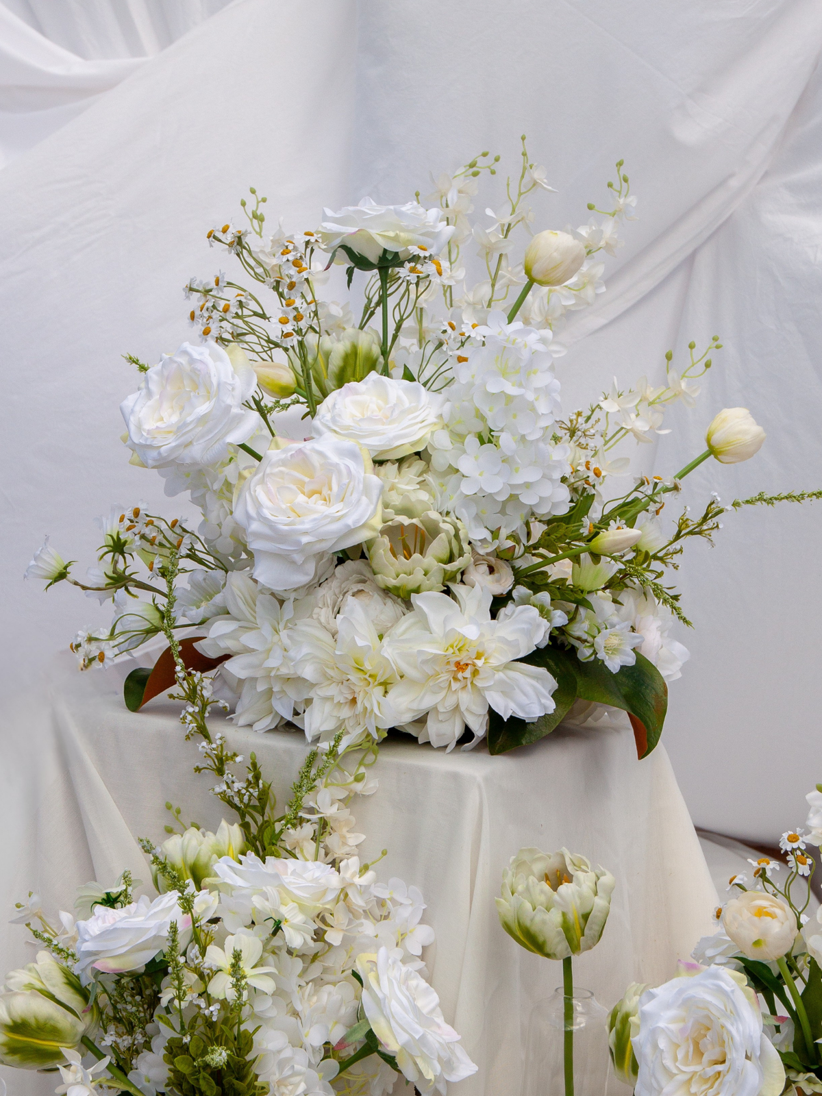 White Dendrobium & Rose Cloud - Large