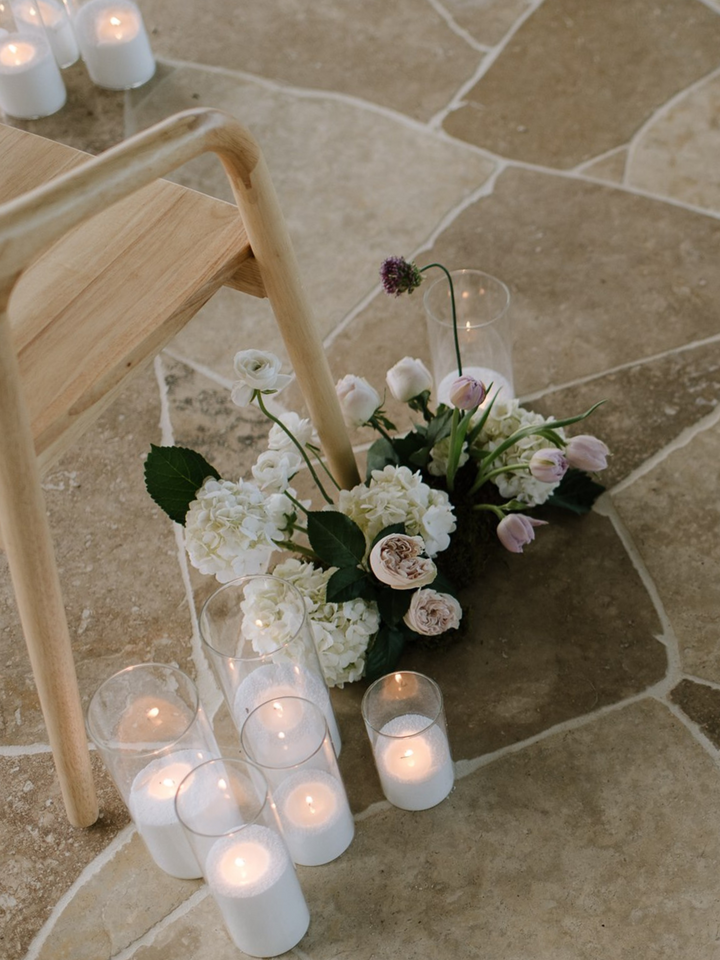 White Pearl Candle Wax in 10cm Glass Set - Med