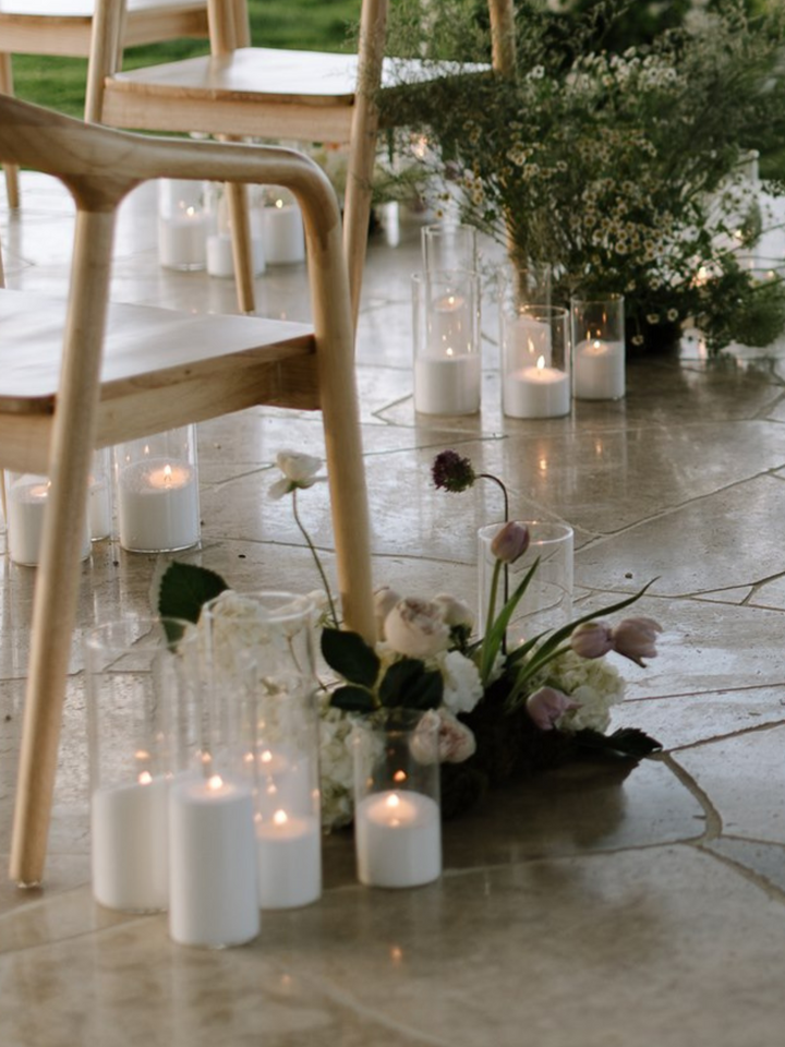 White Pearl Candle Wax in 10cm Glass Set - Med