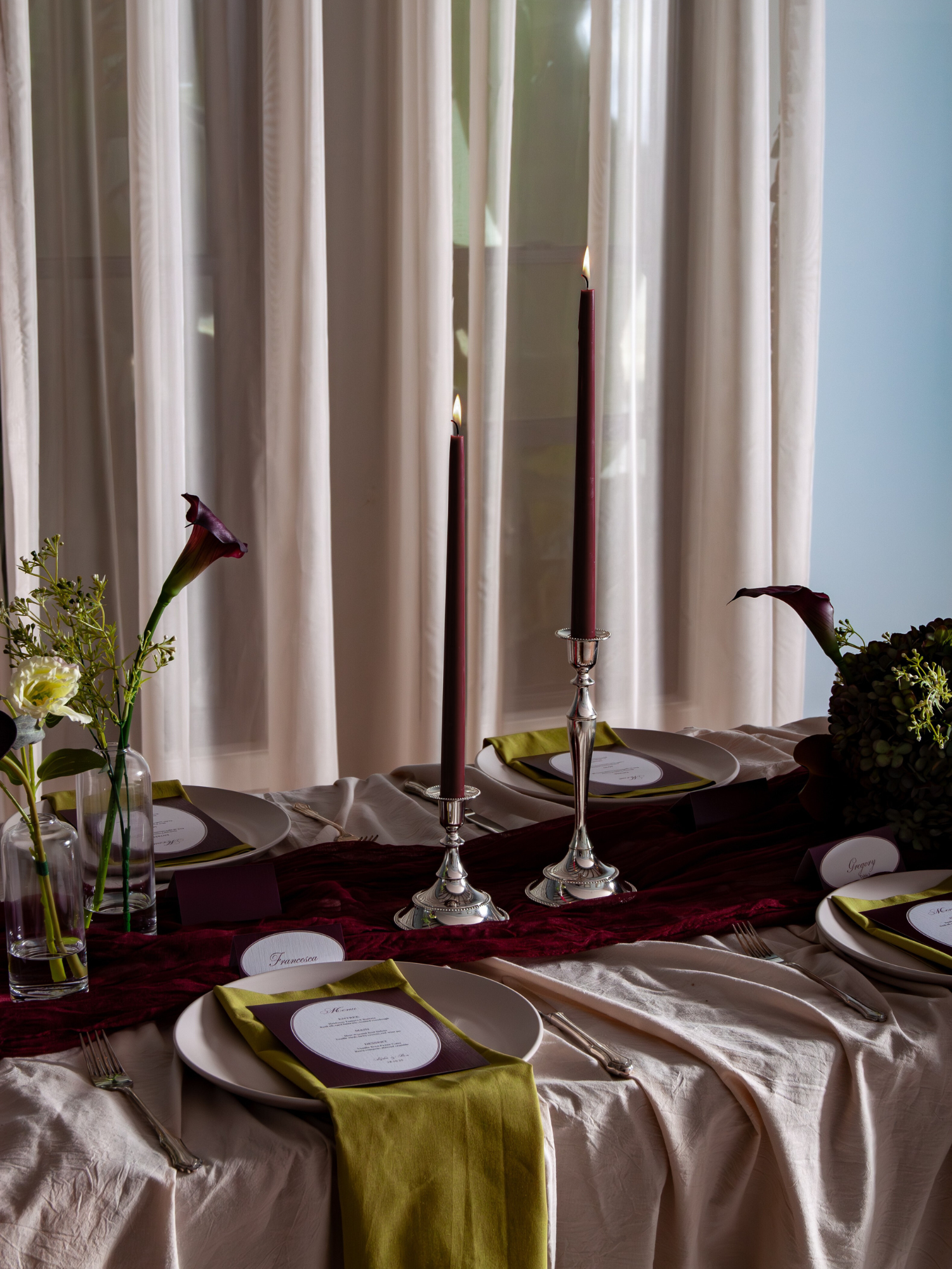 Burgundy 35cm Taper Candles