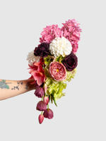 Pink Hydrangea & Burgundy Tulip Wedding Bouquet
