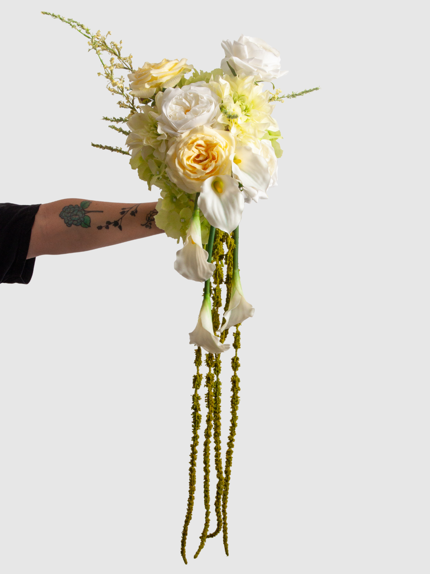 Lemon Rose & Green Hydrangea Wedding Bouquet