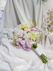 Pink Snapdragon & Light Green Dahlia Wedding Bouquet
