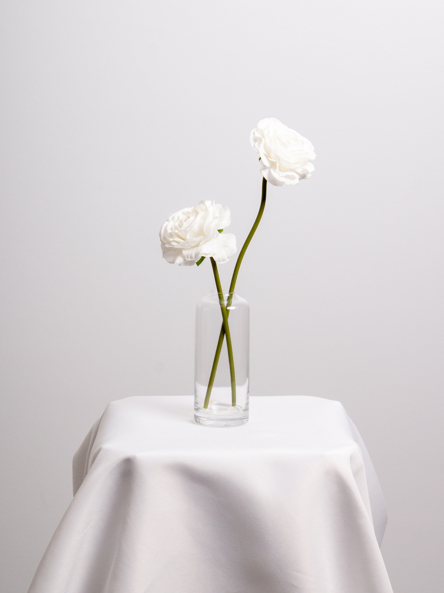 White Ranunculus Bud Vase - Medium