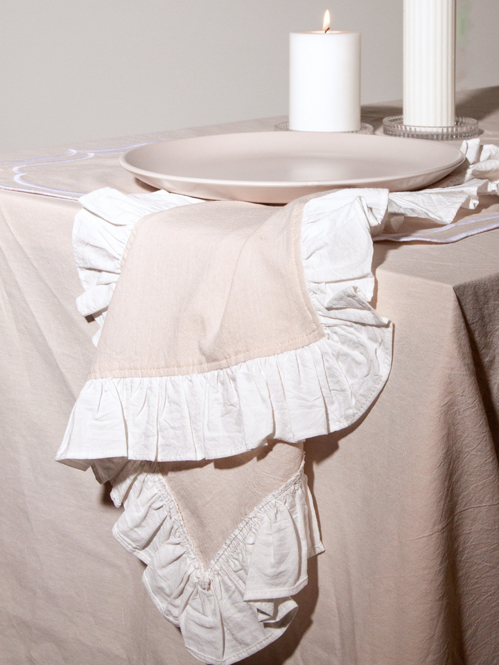 Oatmeal & Meringue Ruffle Organic Cotton Napkin