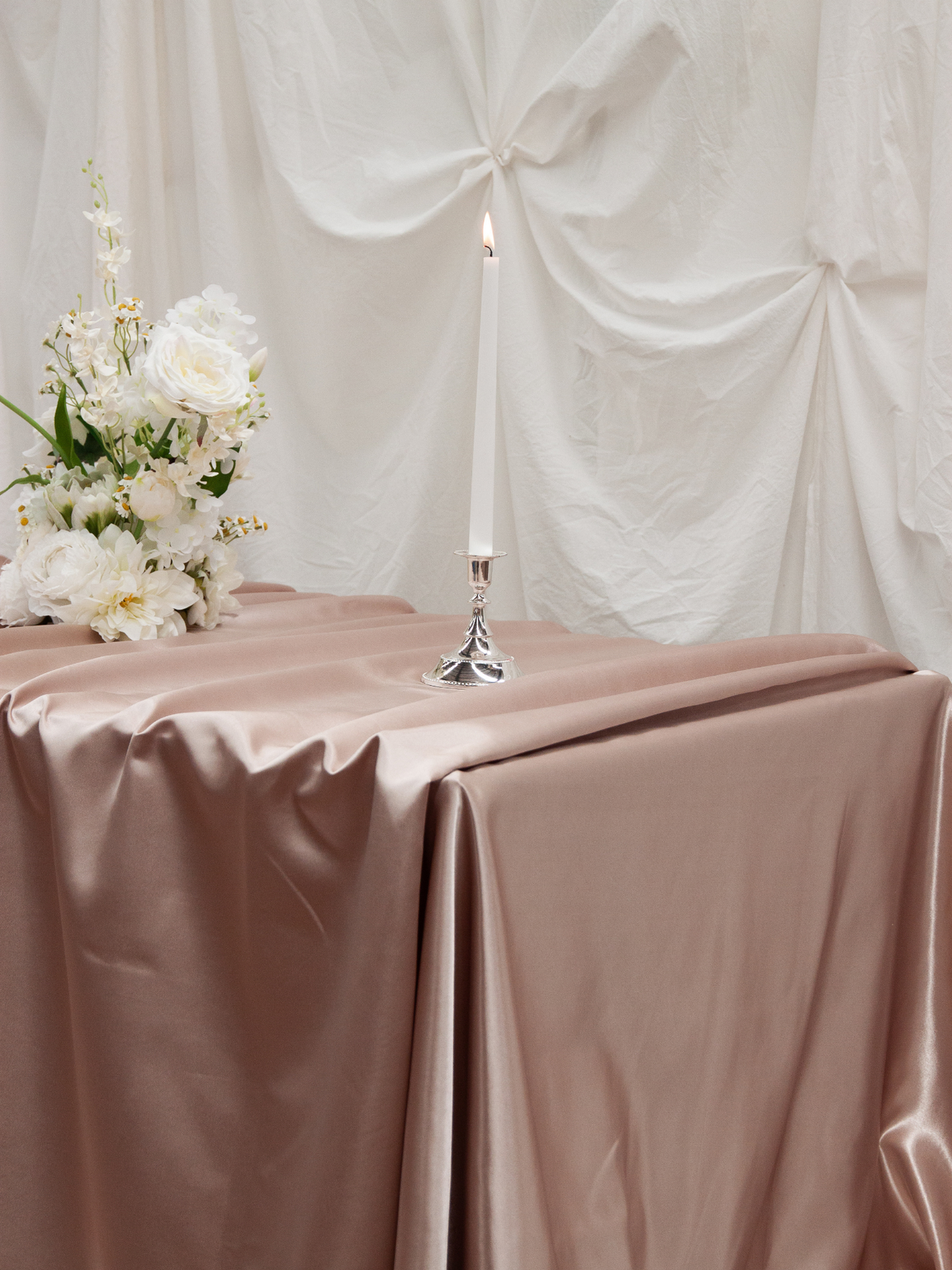 Champagne Satin Rectangle Tablecloth - Medium