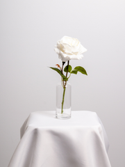 White Garden Rose Bud Vase - Medium