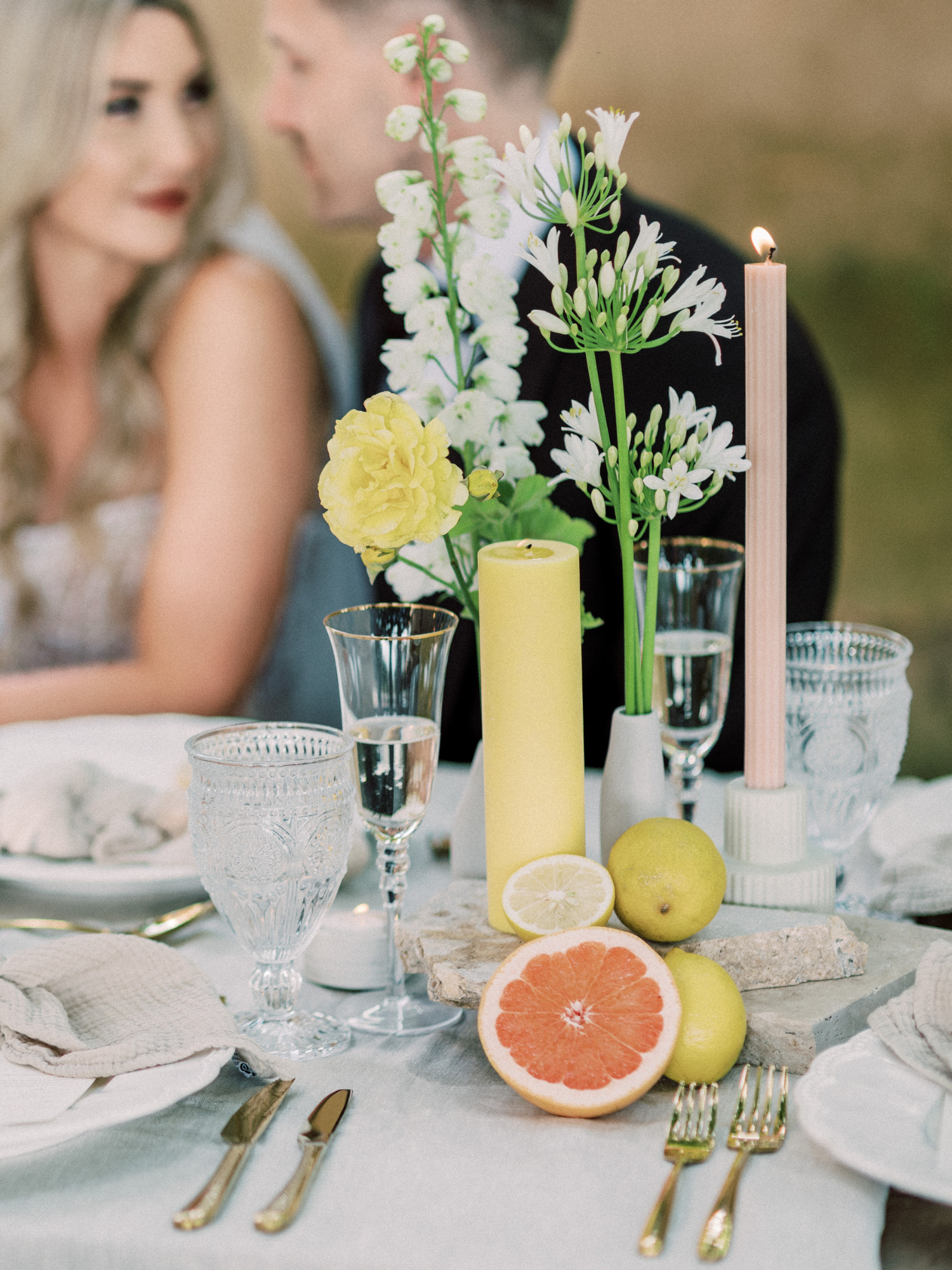 Vintage Blush 30cm Fluted Dinner Candles