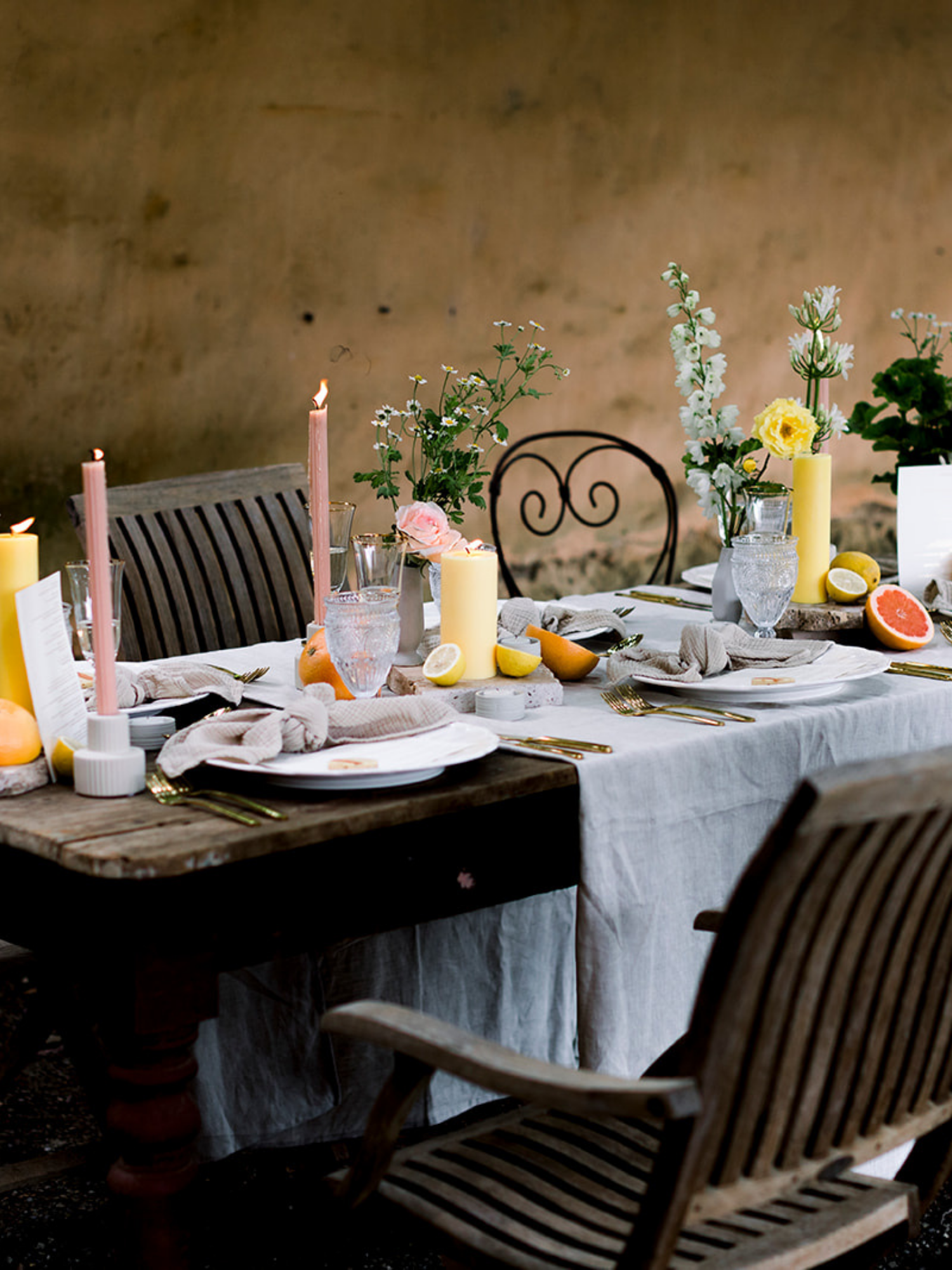 Vintage Blush 30cm Fluted Dinner Candles