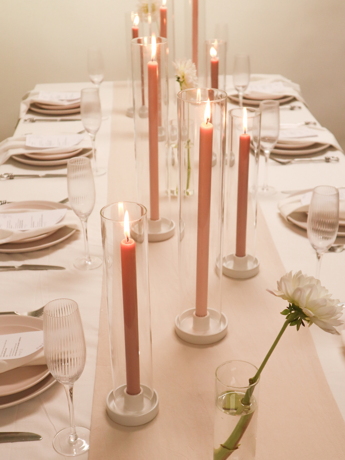 30/40cm Dinner Candles with ceramics & Glass - Heritage Rose & Vintage Blush