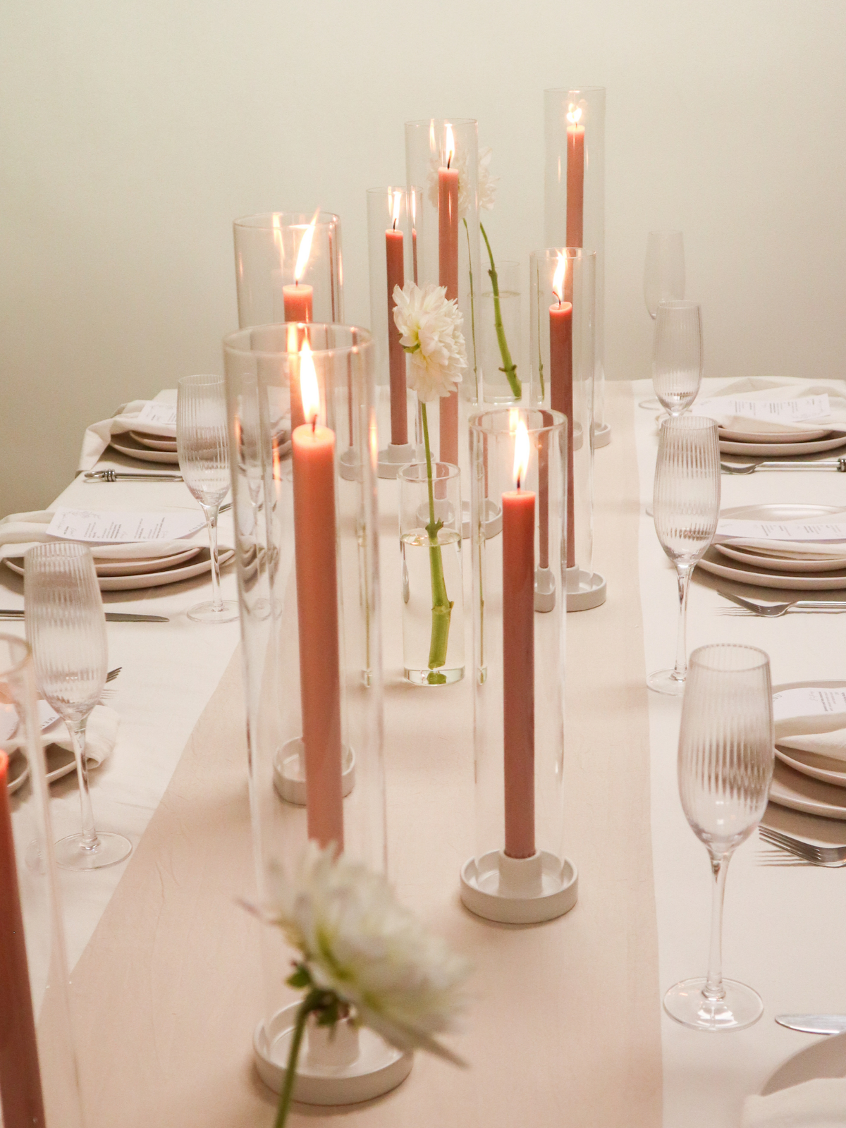 30/40cm Dinner Candles with ceramics & Glass - Heritage Rose & Vintage Blush