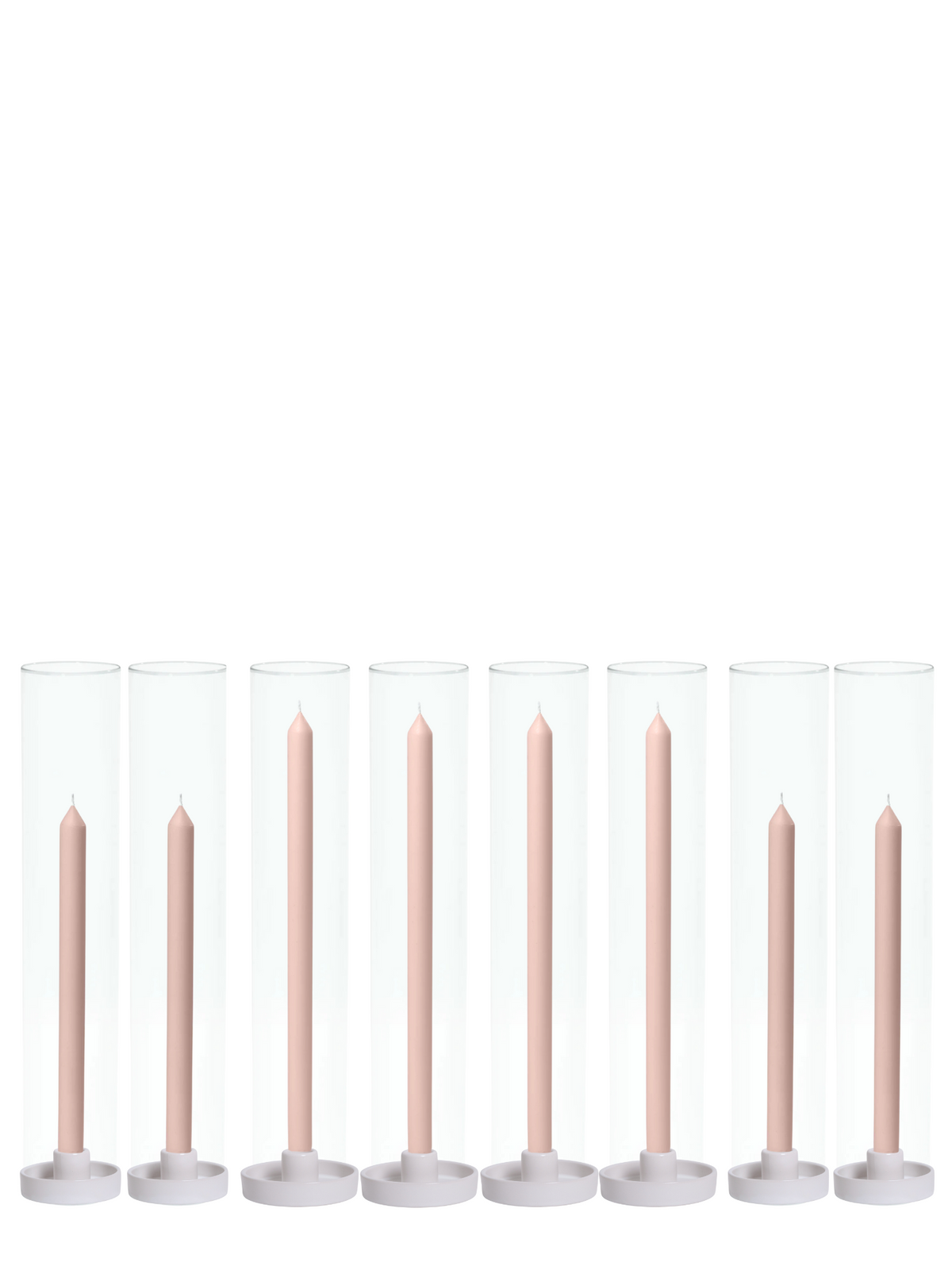 Heritage Rose & Vintage Blush Dinner Candles with Holders Wedding Bundle - With Glass Sleeves